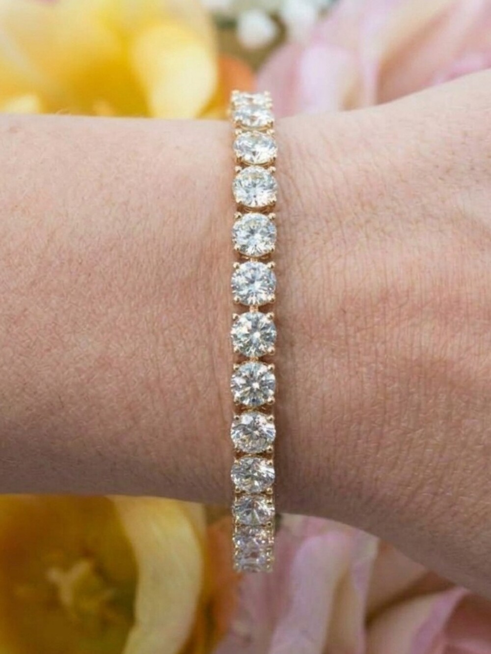 18DEW Swarovski Zirconia Tennis Bracelet - 18k Gold Vermeil/925 Sterling Silver